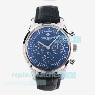 Swiss Clone TW Patek Philippe Complications 7750 Chronograph Blue Face Watch 